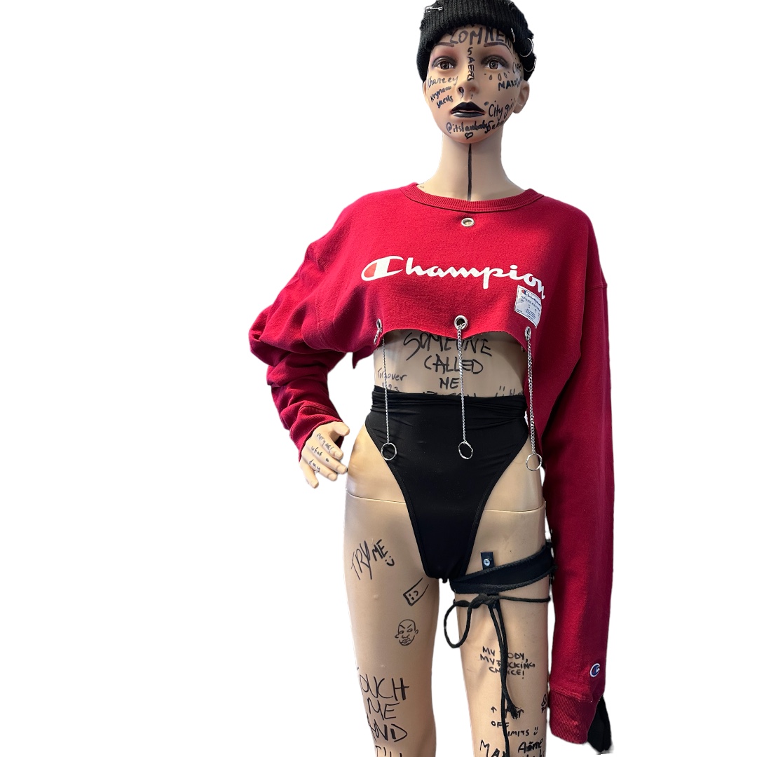 Vintage-Champion-Jumper-reworked-with-chain-front